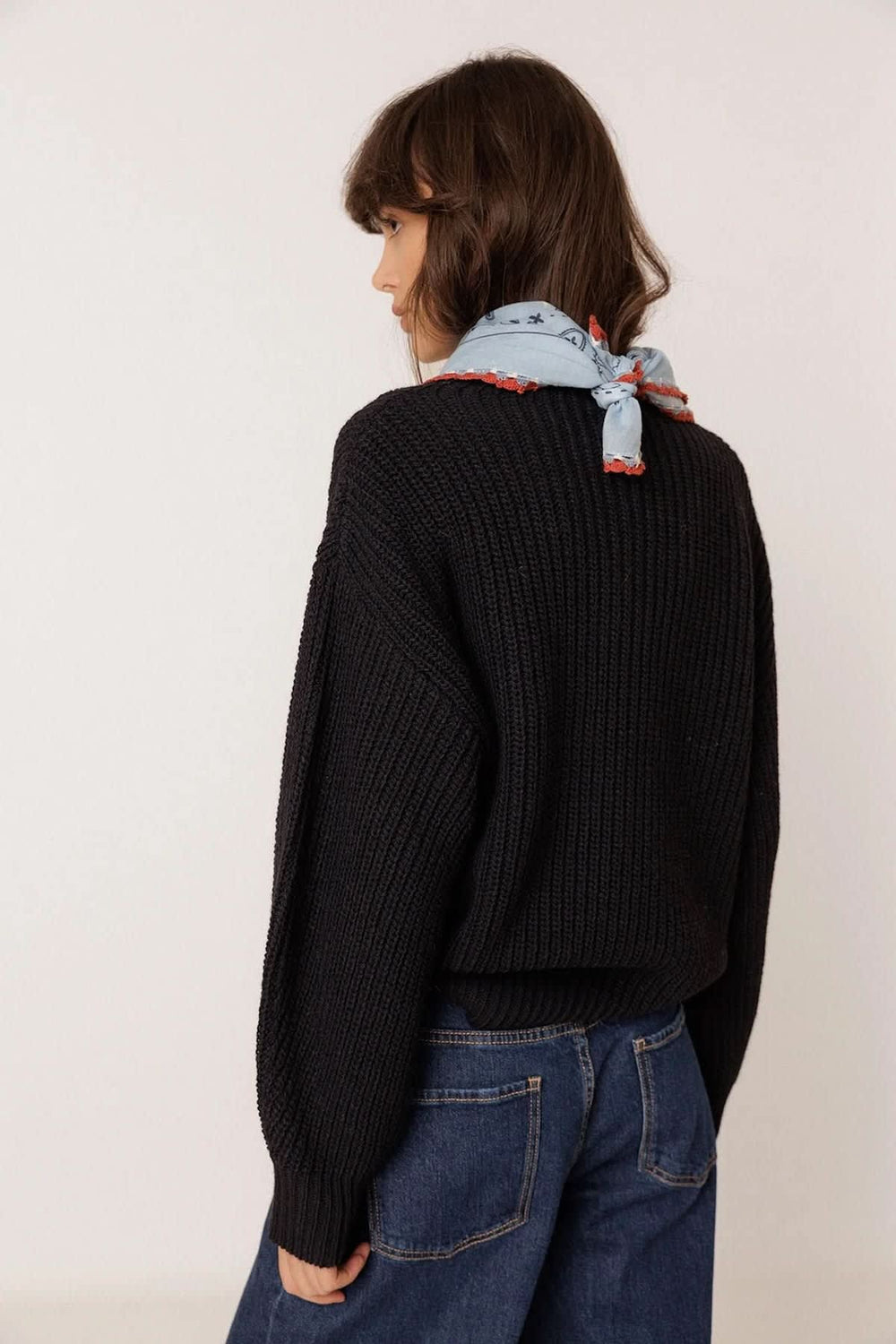 Chandail en tricot côtelé à col montant pour femme Indi & cold