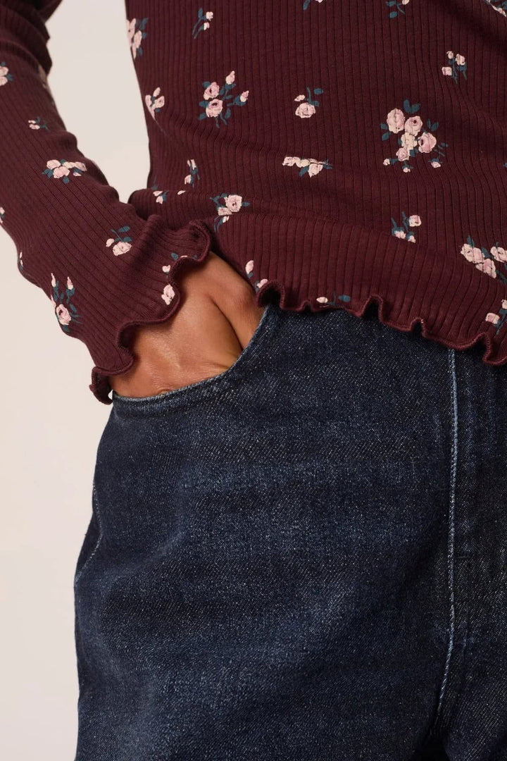 Chandail Kali côtelé à imprimé floral vue de face pour femme Des Petits Hauts