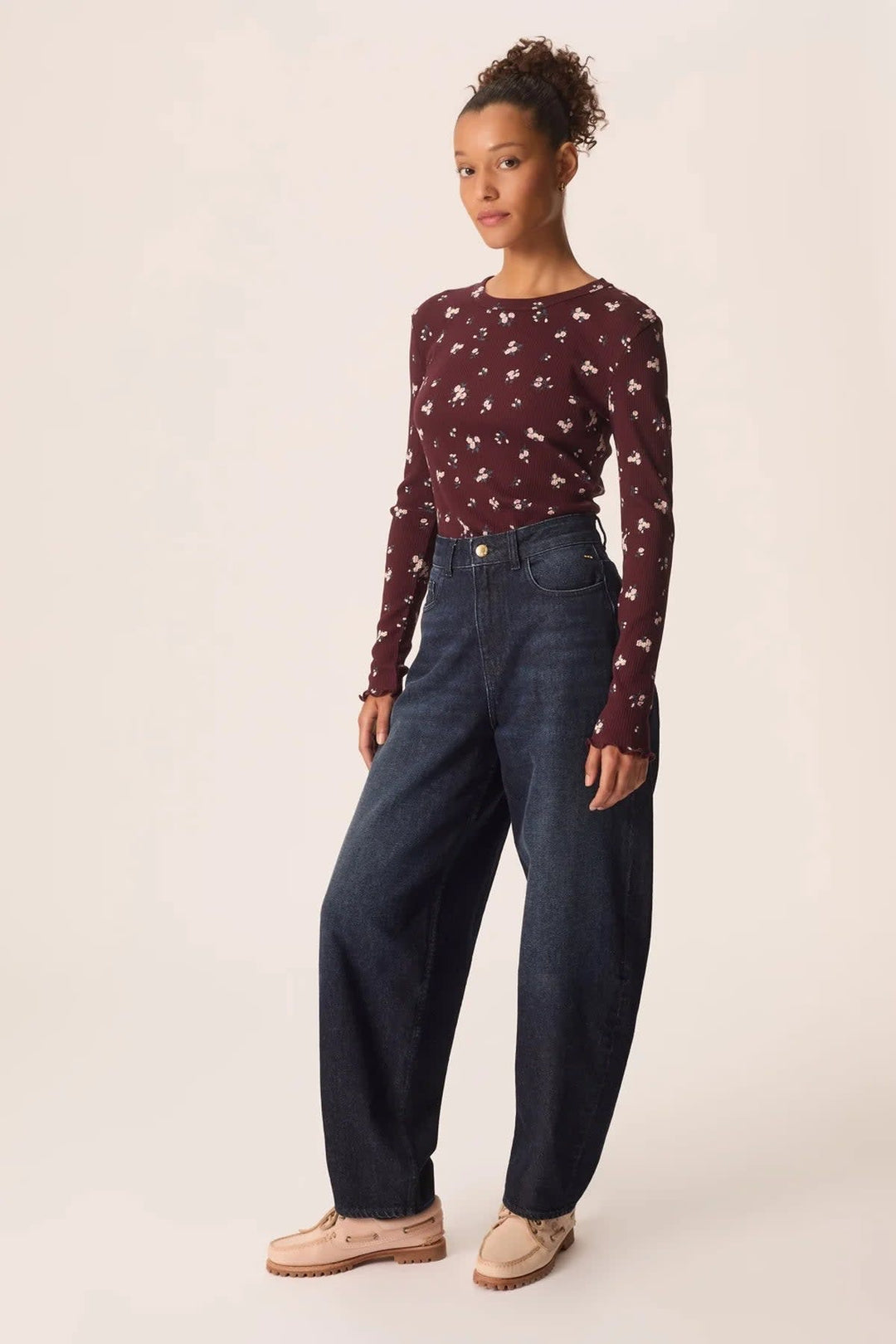 Chandail Kali côtelé à imprimé floral vue de face pour femme Des Petits Hauts