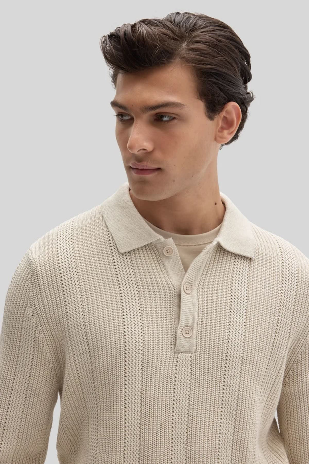 Chandail polo en maille texturée vue de face pour homme Robert barakett