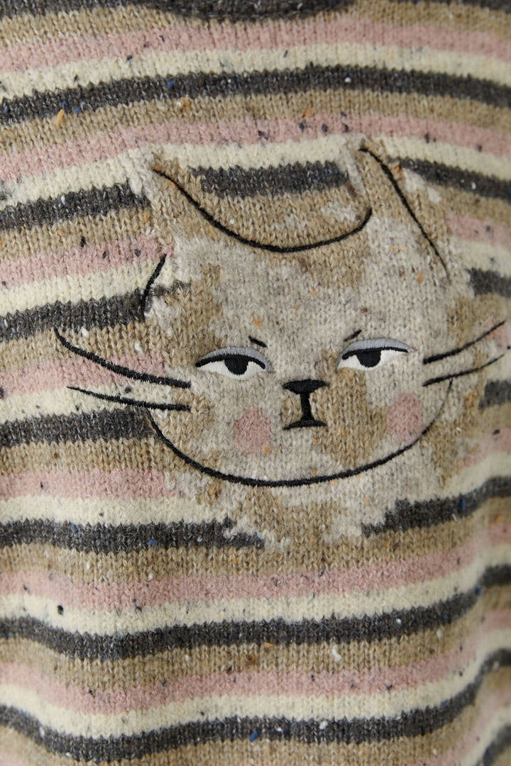 Chandail rayé à motif chat pour femme Oui