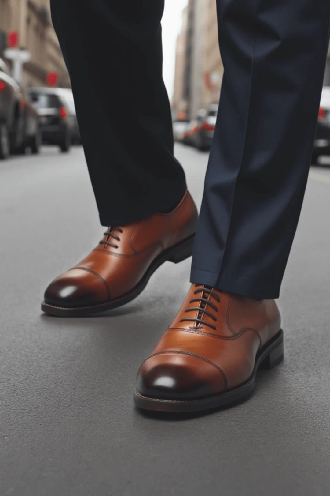 Side view of black leather brogue-style shoes Au noir for men - Valérie Simon