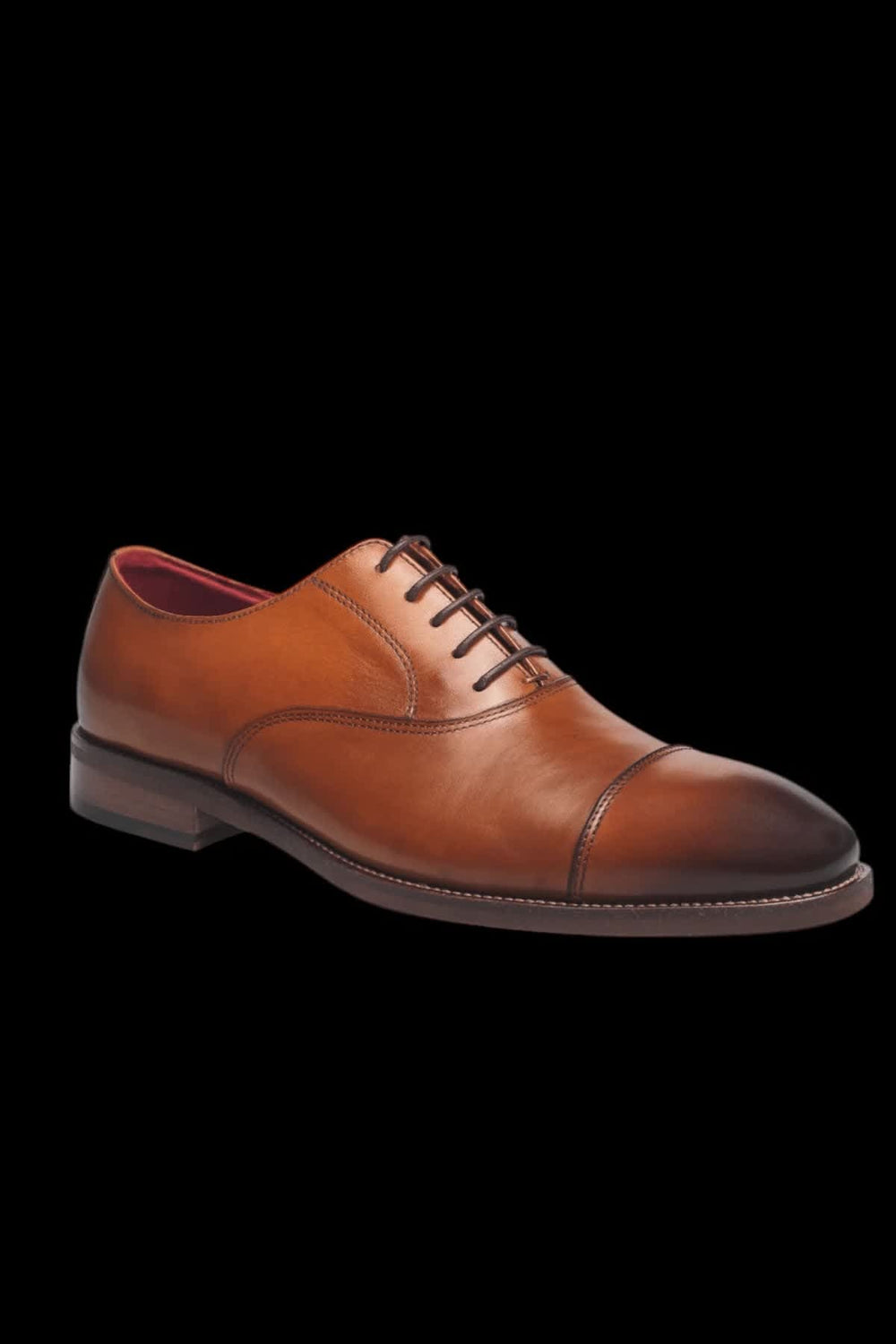Side view of a black leather shoe Au noir for men with decorative laces - Valérie Simon