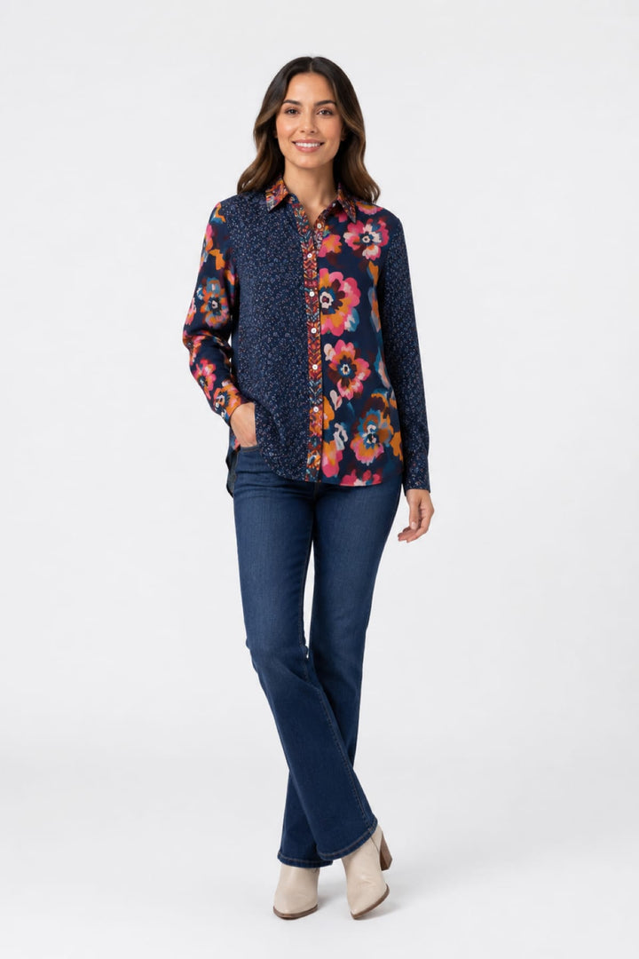 Chemise à imprimés floraux mixtes pour femme Coco y Club