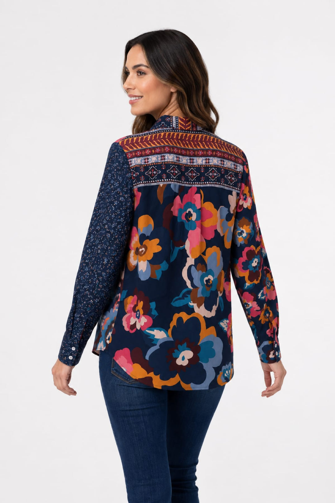Chemise à imprimés floraux mixtes vue de face pour femme Coco y Club