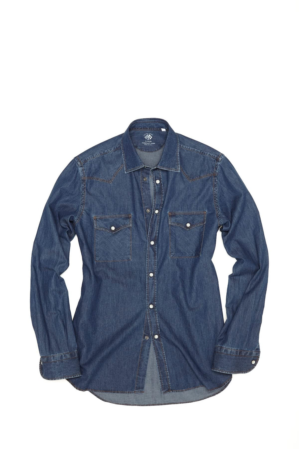 Chemise en denim bleue style western vue de face pour homme Fradi