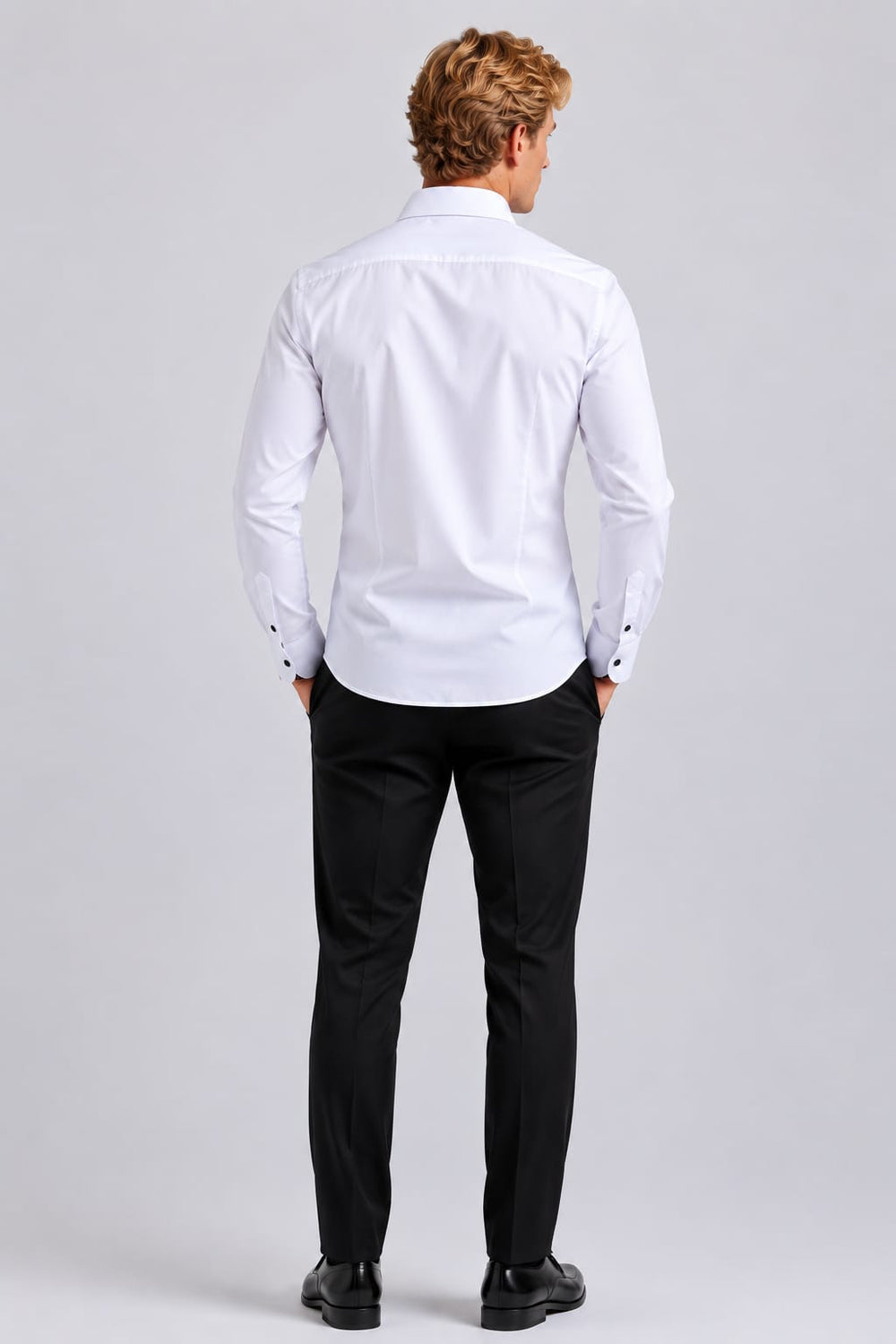 Side view of the MR.SMITH men's white contrast sport shirt - Valérie Simon