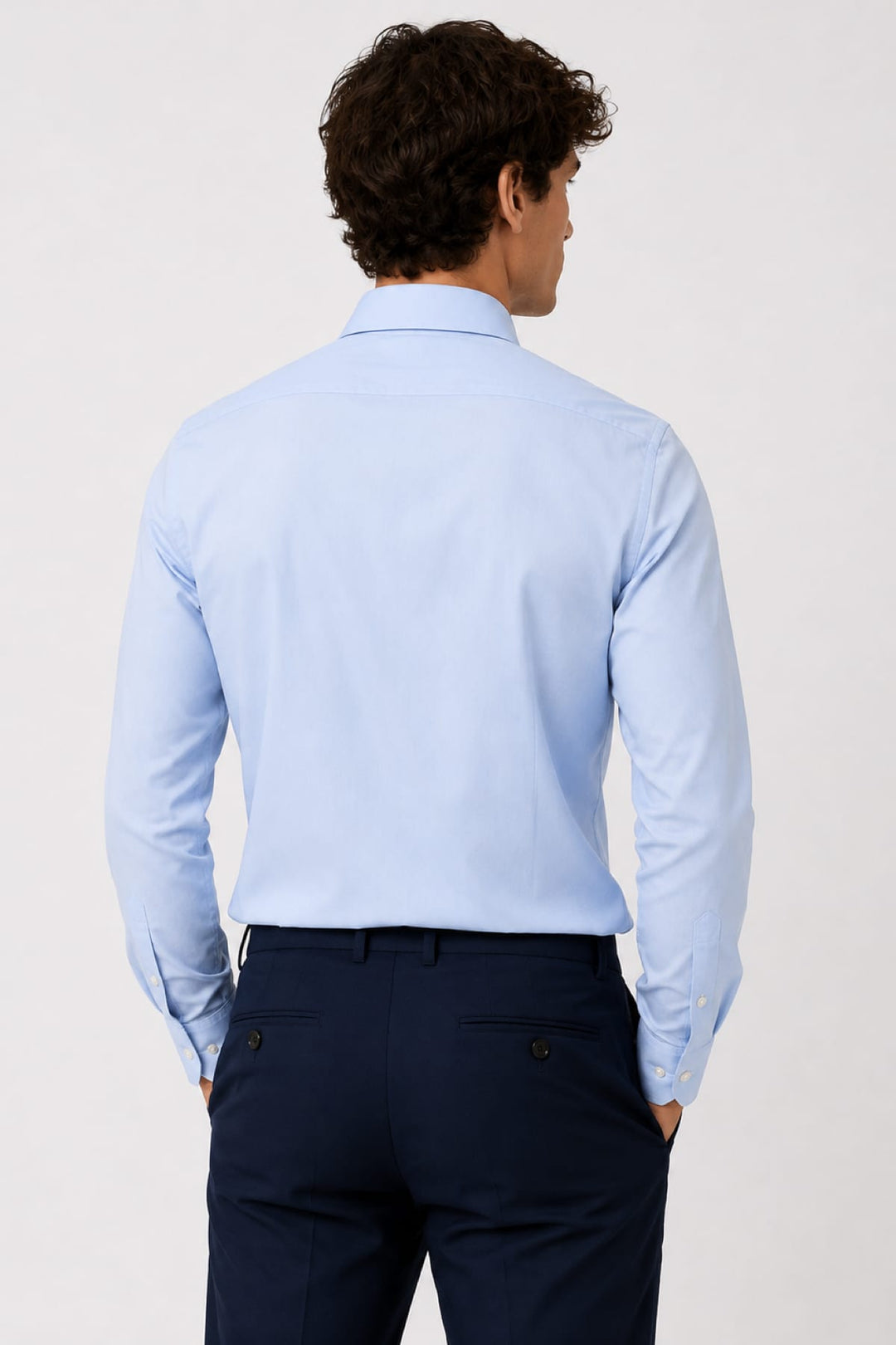Front view of a white Eton dress shirt for men with a classic collar - Valérie Simon