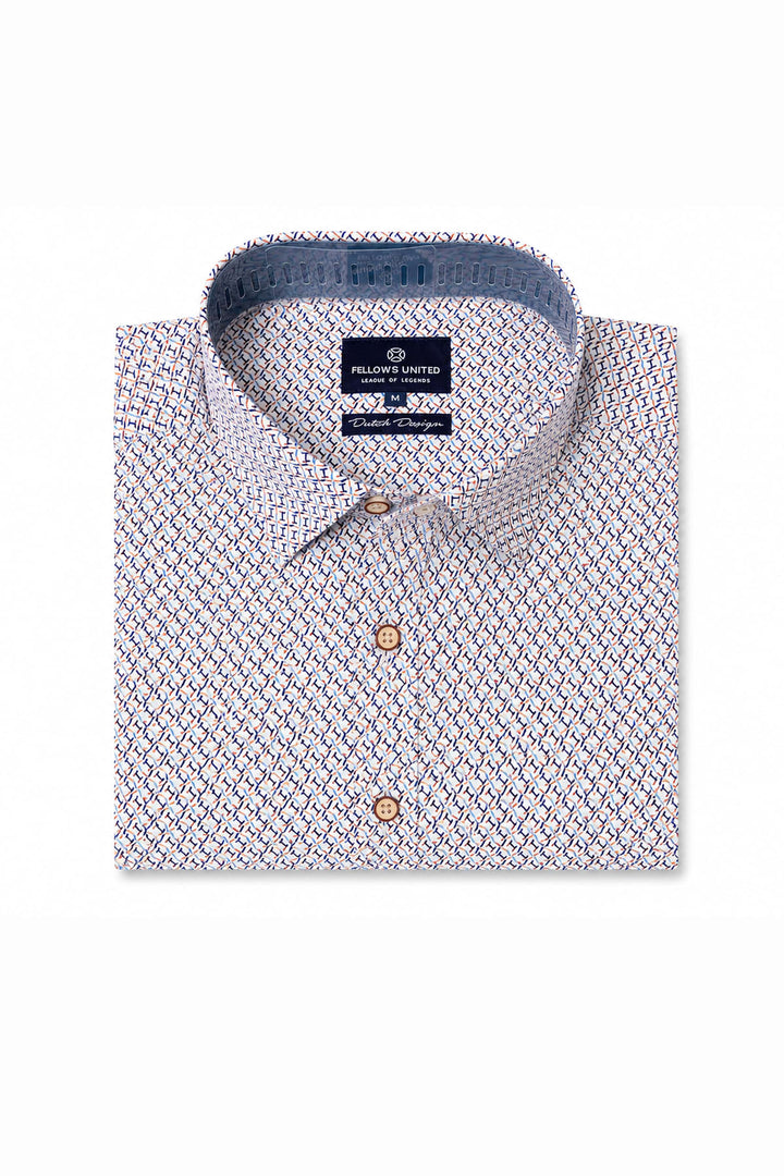 Vue de face chemise à motifs géométriques Fellows United pour homme multicolore - Valérie Simon