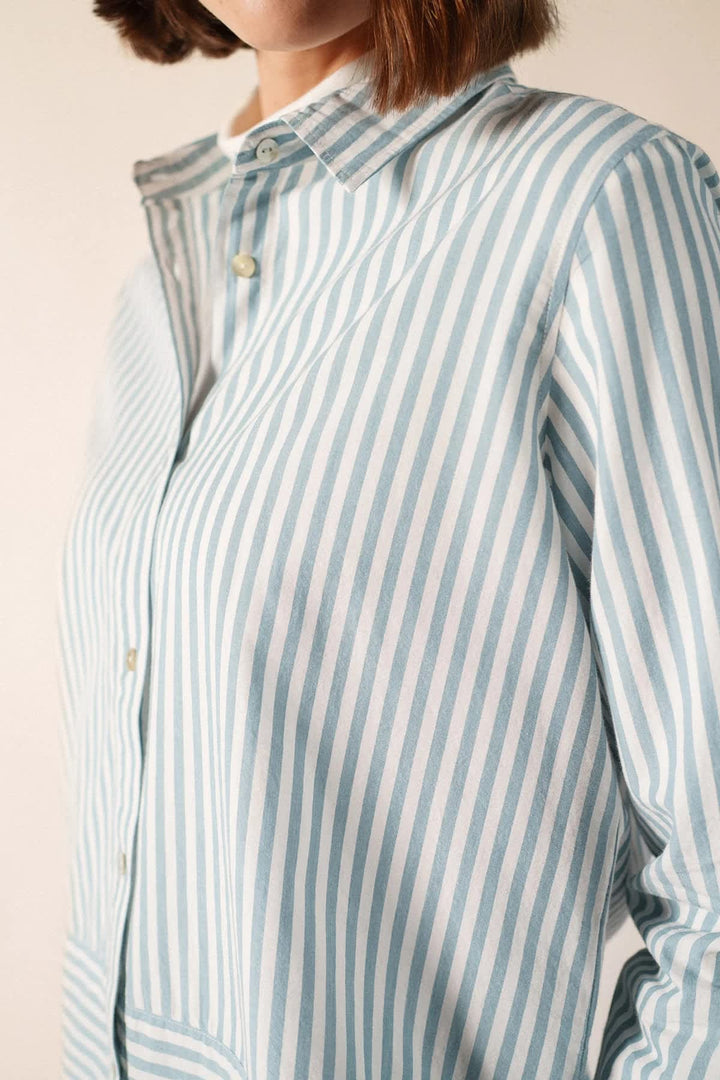 Chemise NADEGE rayée à manches longues avec col vue de face pour femme Saint James