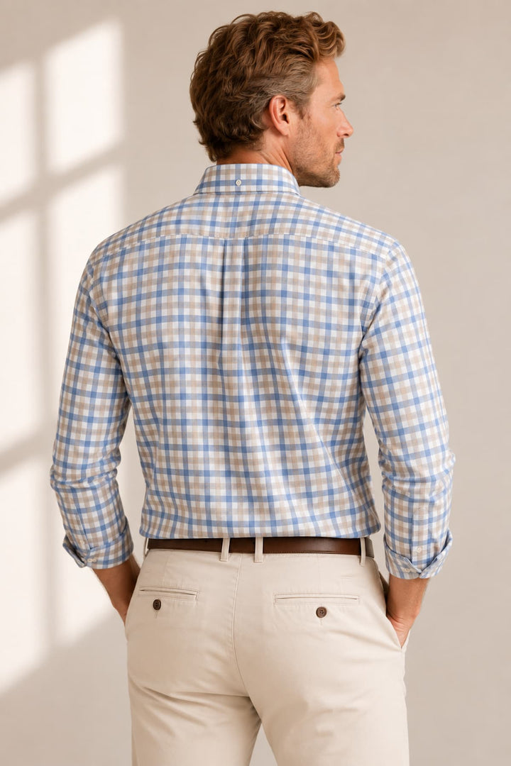 Vue frontale chemise sport Paul and Shark à carreaux multicolores pour homme - Valérie Simon