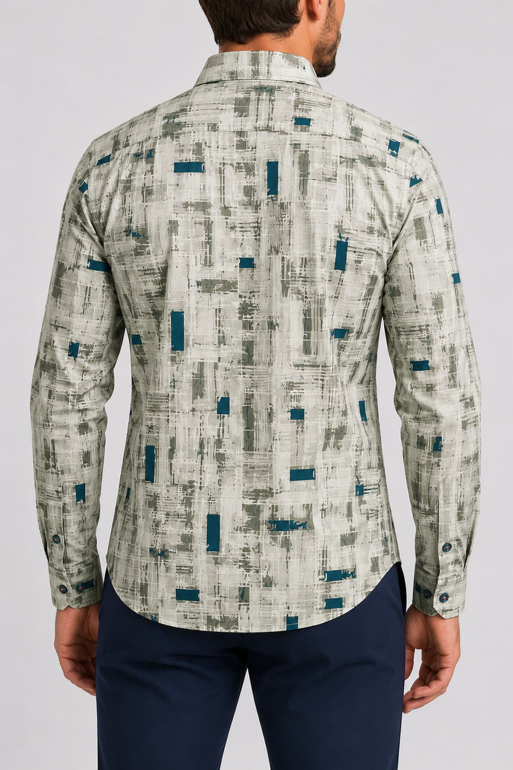 Vue avant chemise abstraite Au noir pour homme multicolore détails subtils - Valérie Simon
