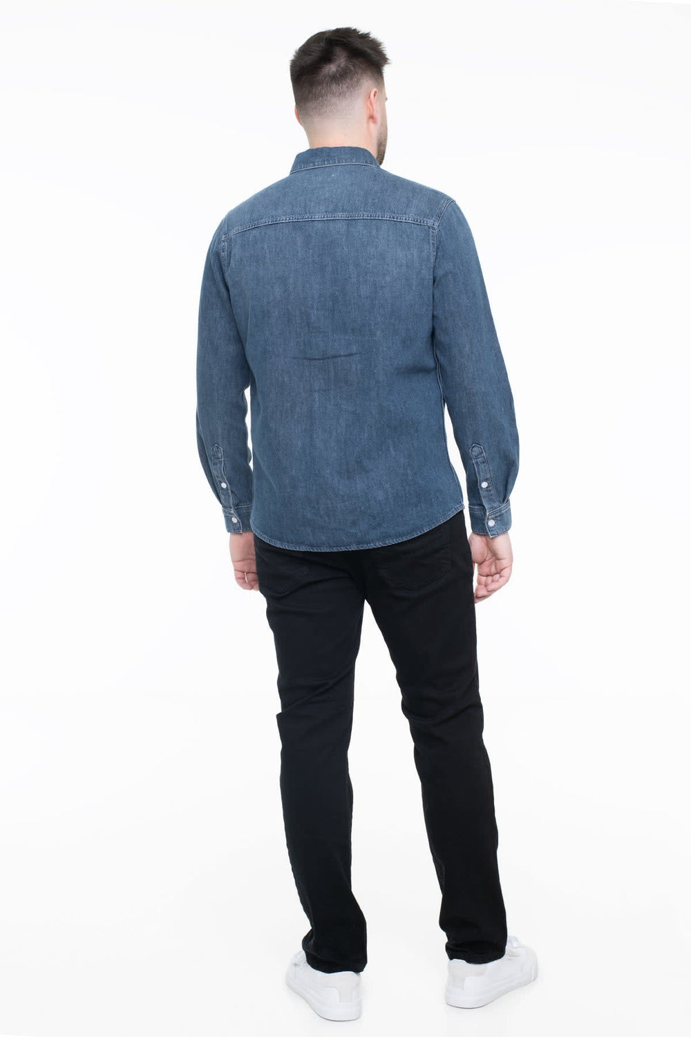 Vue de dos chemise sport Tom Tailor en denim léger homme bleu clair - Valérie Simon