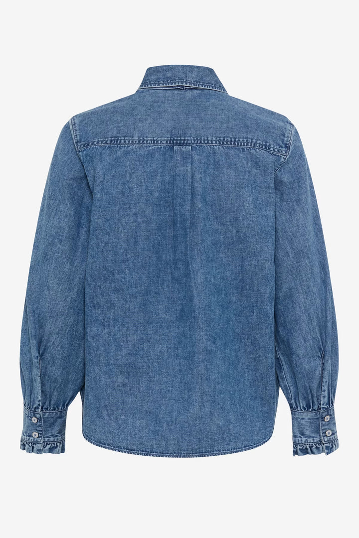 Chemise Victoria en denim à col lavallière vue de face pour femme Brax