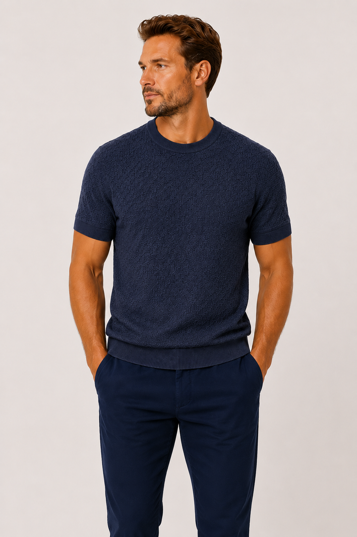 textured linen and cotton T-shirt