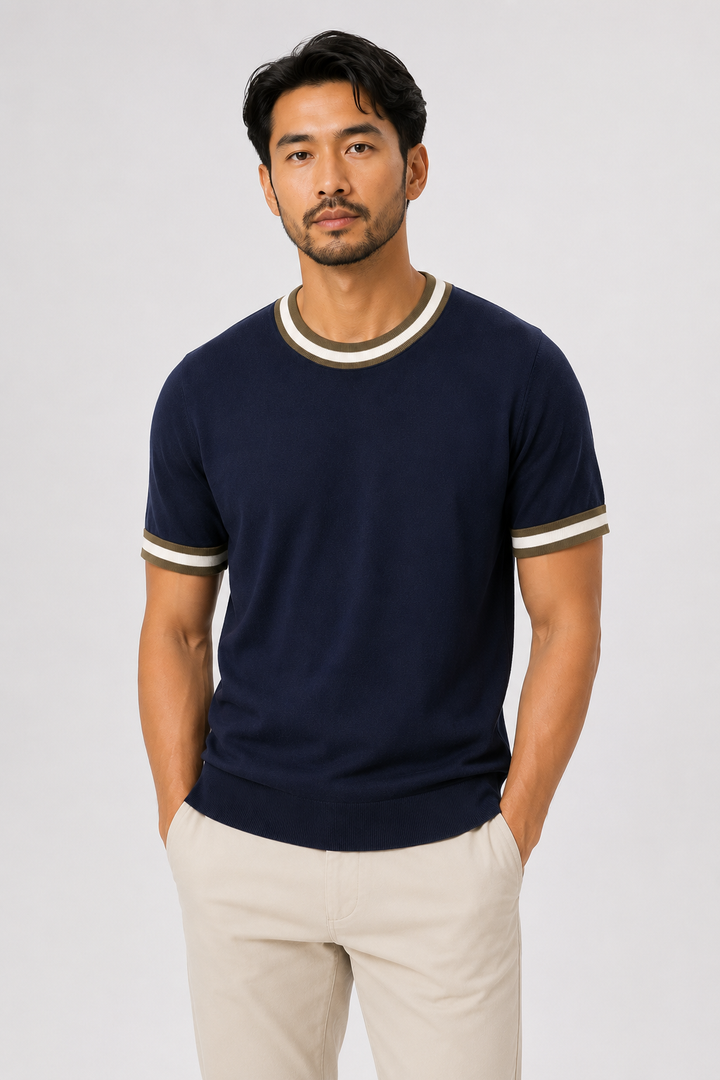 Contrast cotton T-shirt