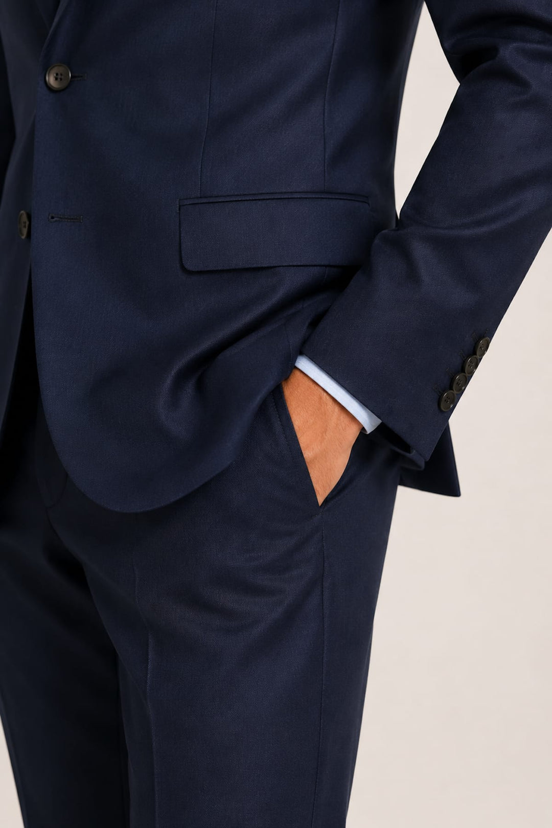 Modern, full-length gray wool suit for men by Atelier - Valérie Simon