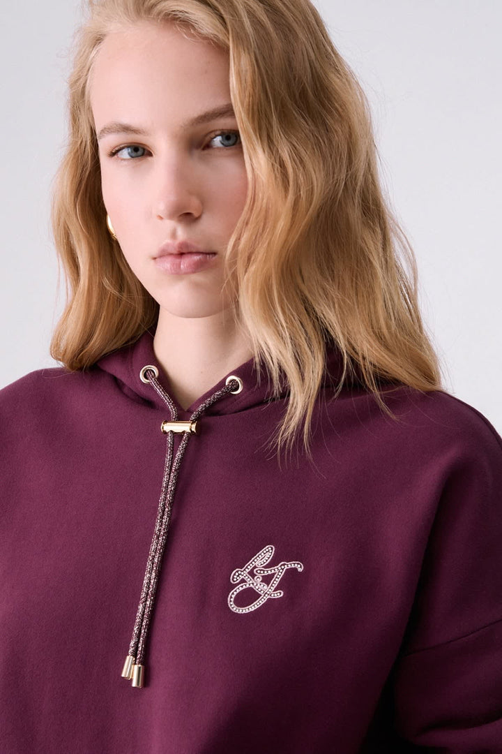 Coton ouaté à capuchon avec motif brodé vue de face pour femme liujo