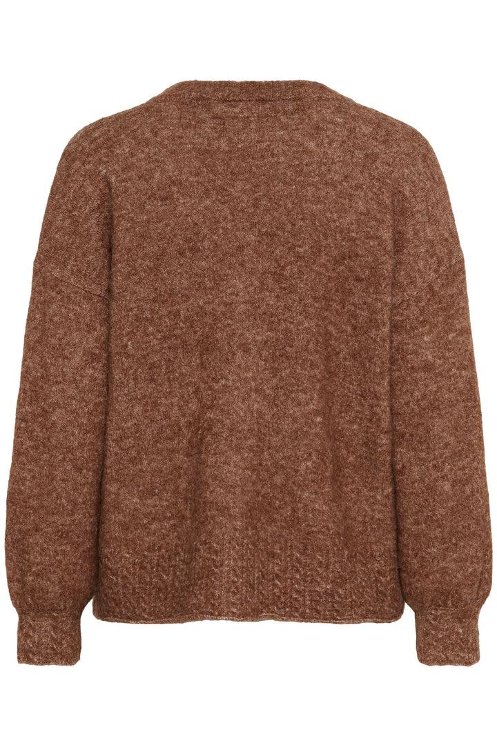 Vue arrière du Cardigan Blues en tricot doux à boutons apparents, texture moelleuse et coupe raccourcie, idéal pour superposer.