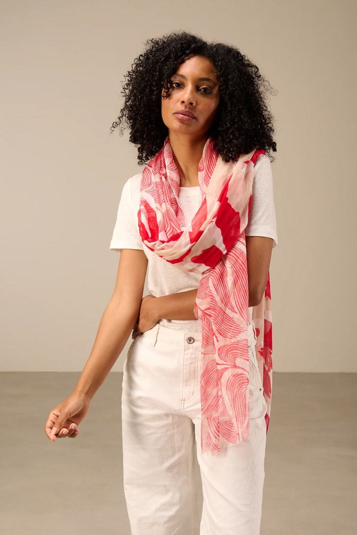 Lightweight floral-print scarf
