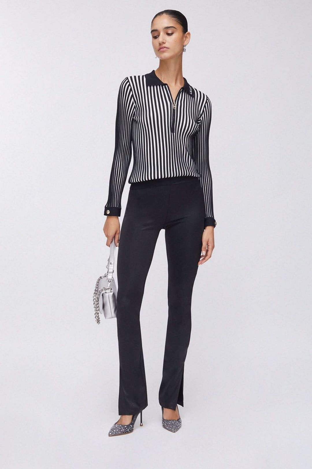 Polo en maille côtelée à demi-glissière