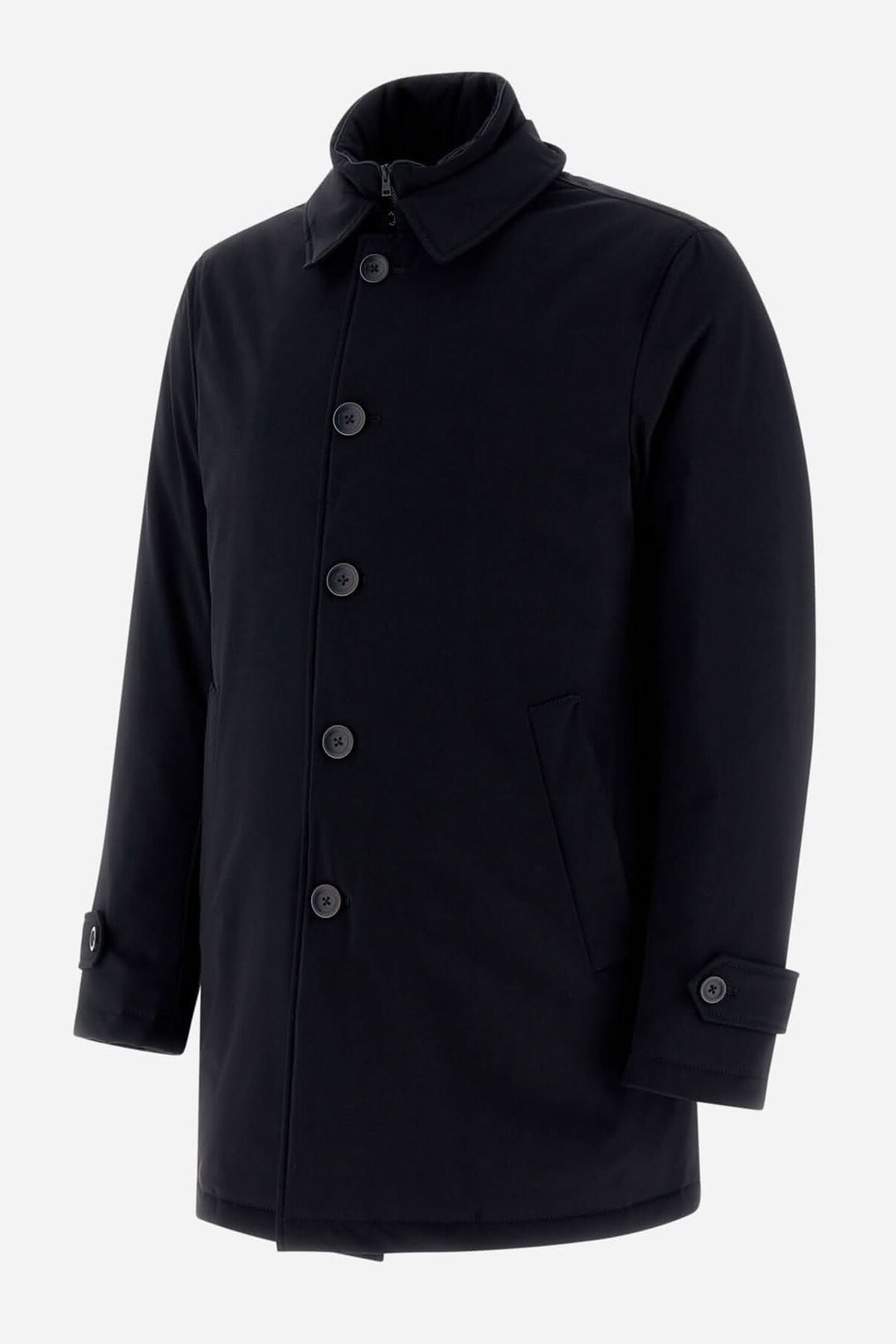 Trench coat style washington en tissu extensible, imperméable avec bavette amovible, design classique pour la ville.