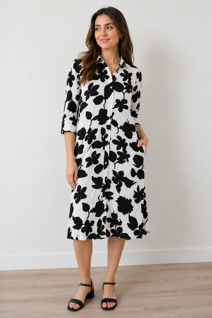 Floral-print shirt dress