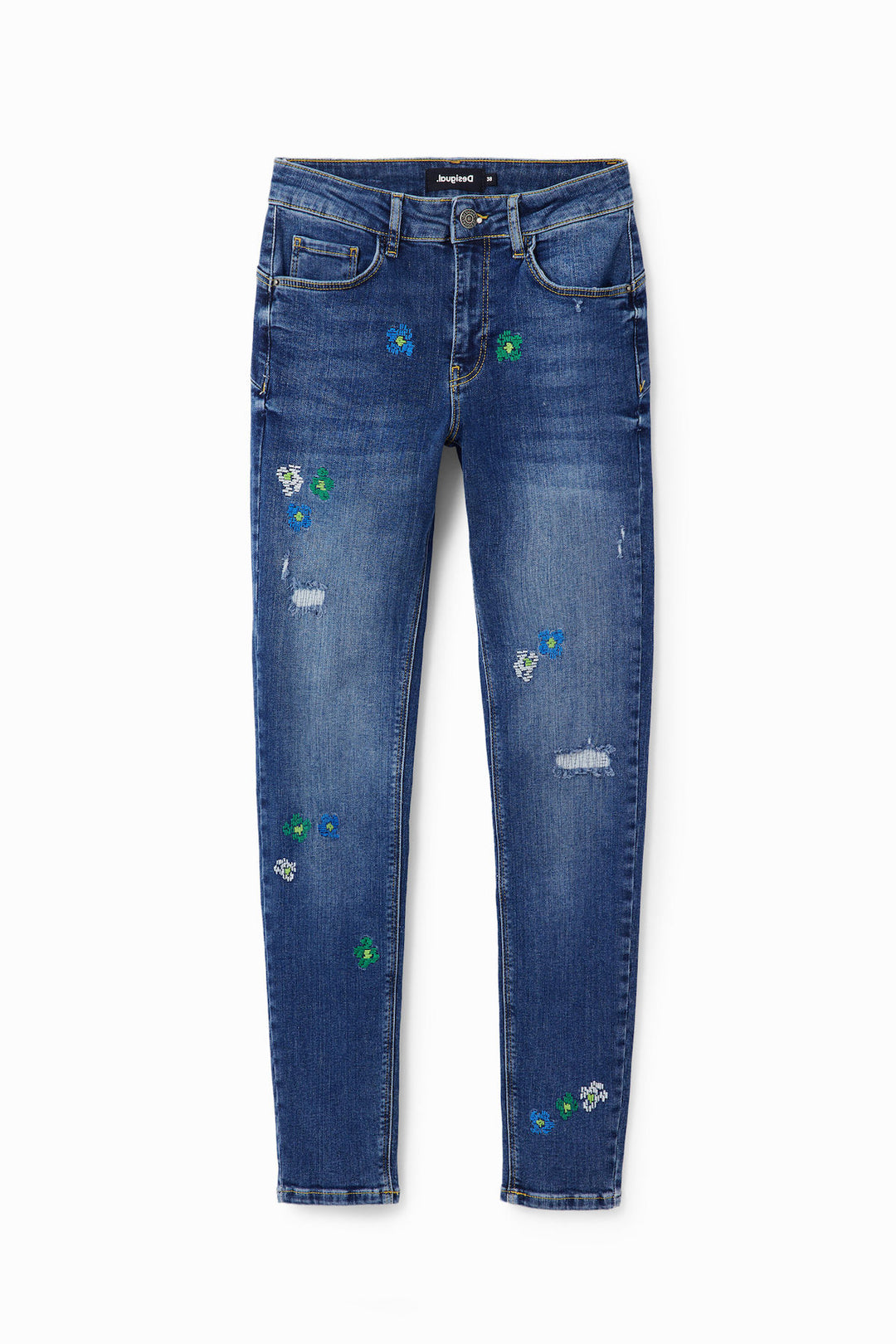 Jean skinny push-up broderies