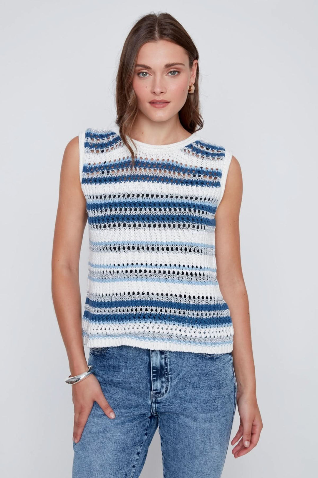 Openwork sleeveless sweater