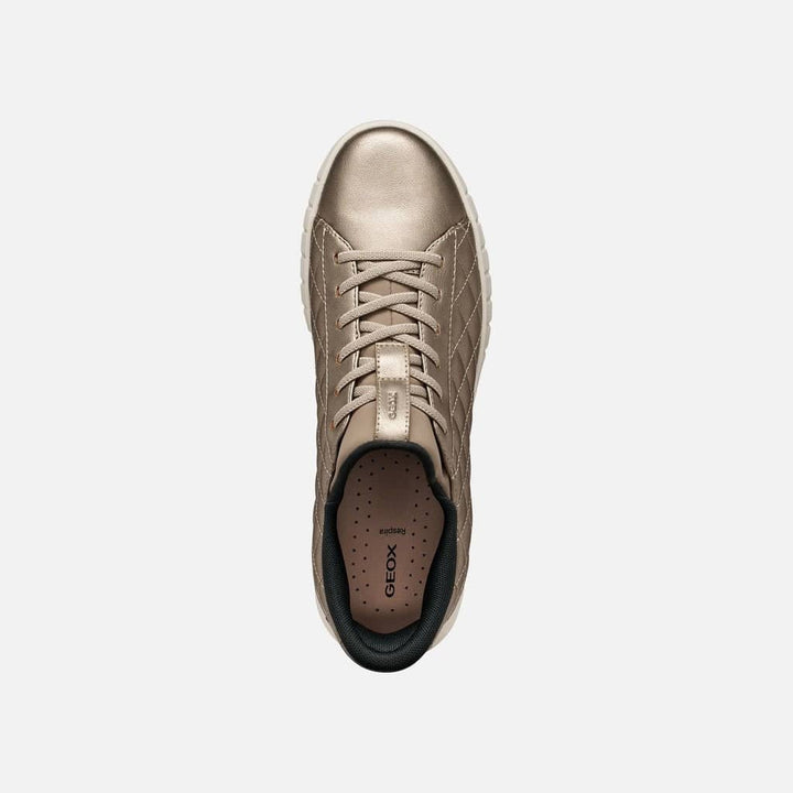 Espadrilles matelassées métallisées argentées vue de côté pour femme Geox