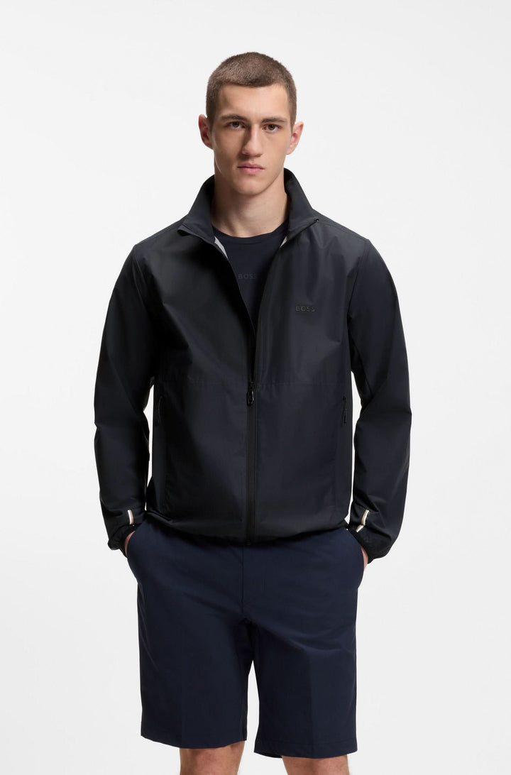 Lightweight zip-up jacket with a high collar