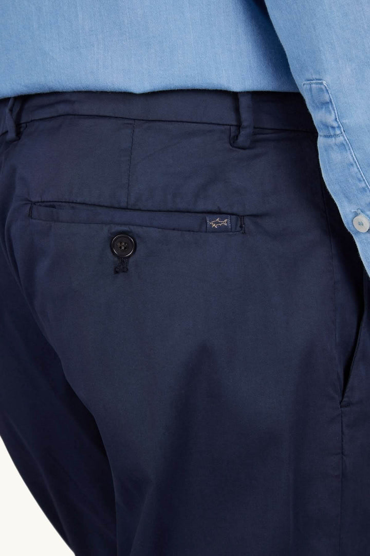 Stretch cotton and silk chino pants