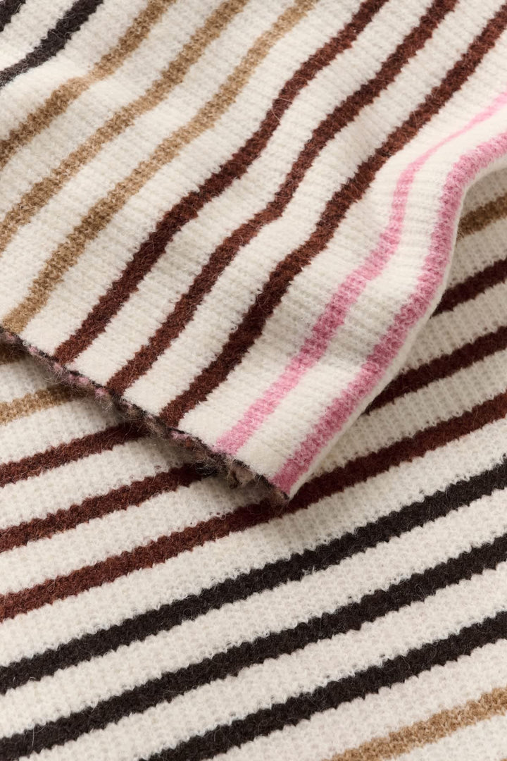 Vue de détail foulard rayé Inwear pour femme beige et bleu - Valérie Simon