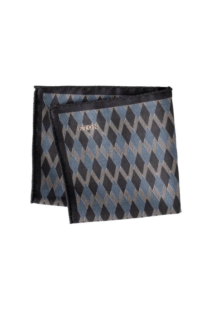 Vue détaillée foulard Eton homme losanges orange et bleu - Valérie Simon