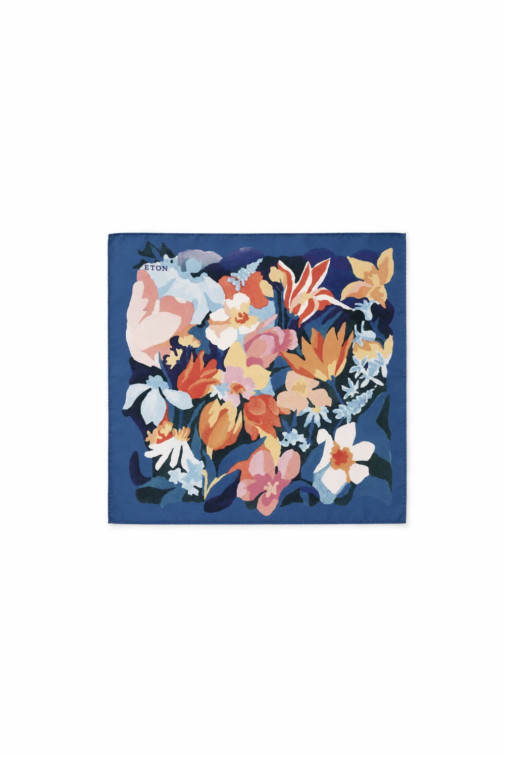 Vue de côté foulard de poche Eton floral en soie multicolore pour homme - Valérie Simon