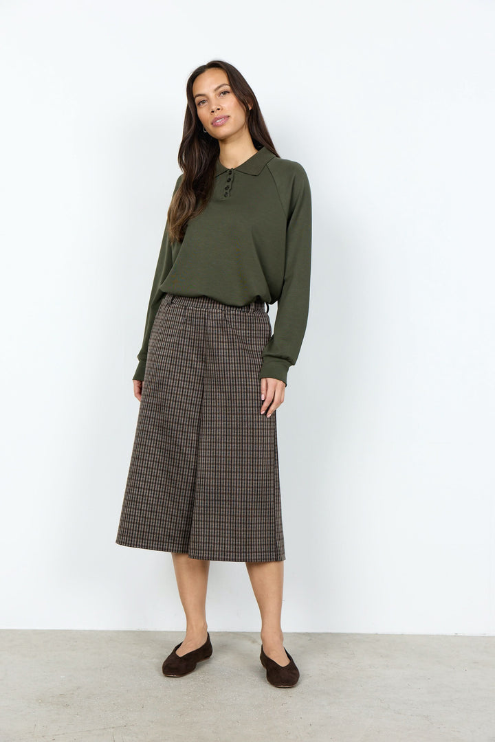 Pantalon Hekla écourté à jambe large et motif à carreaux