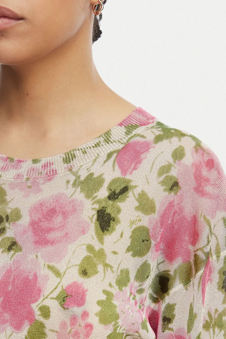Floral-print sweater