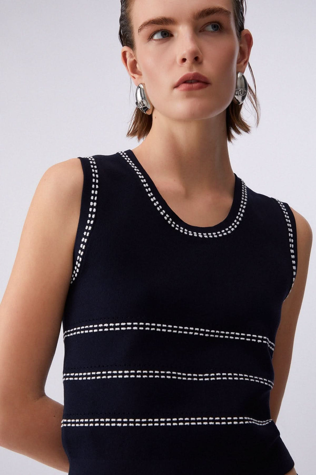 Striped sleeveless knit tank top