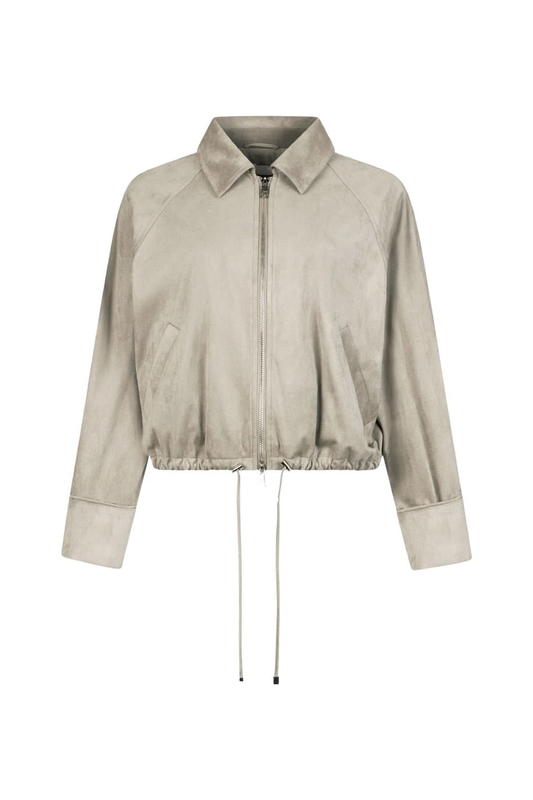 Short zip-up jacket with a shirt collar