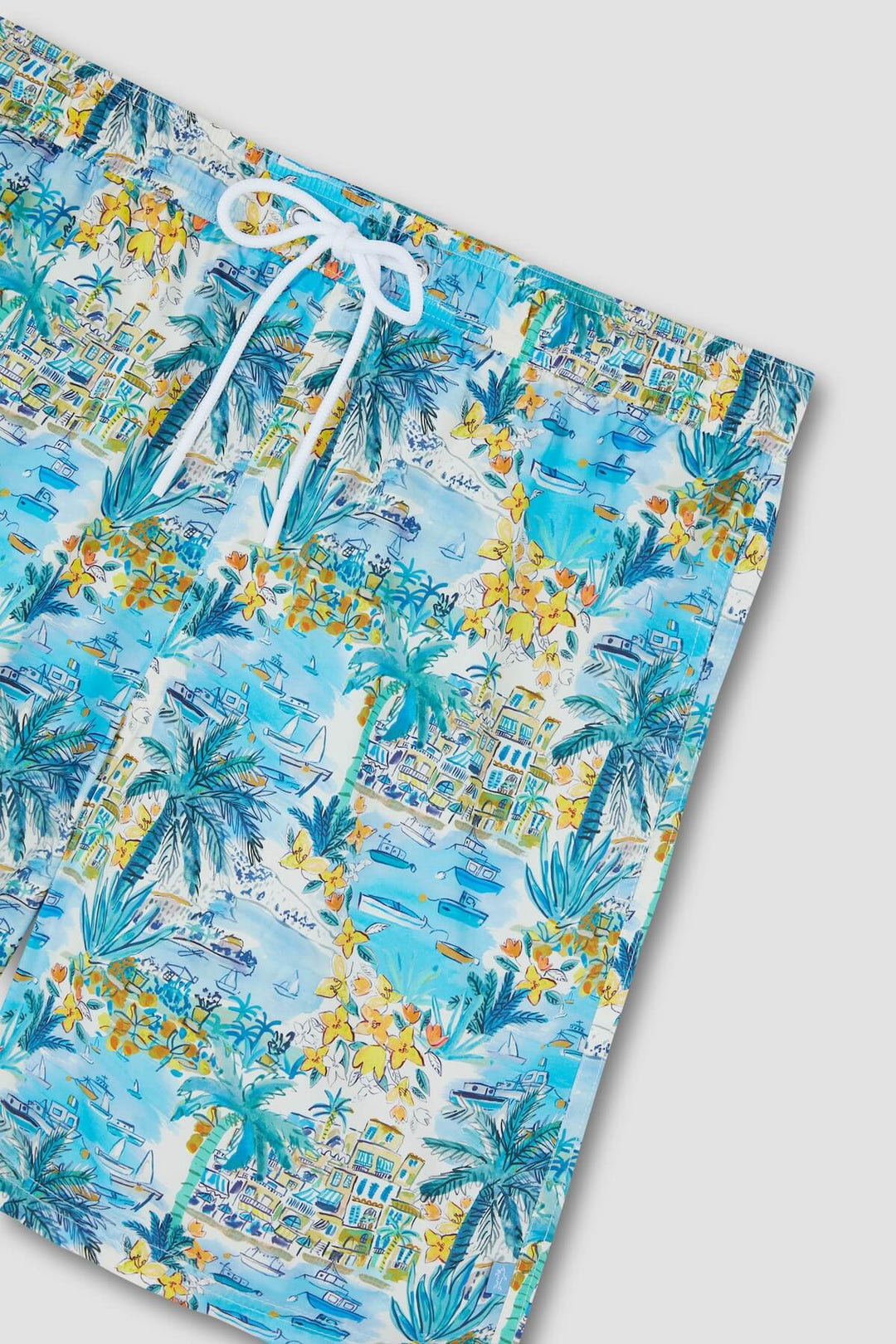 Maillot de bain imprimé tropical bleu et jaune