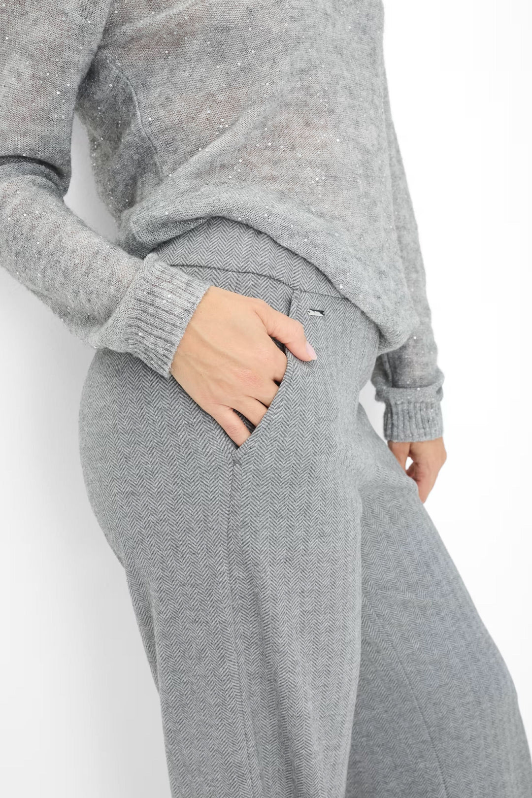 Pantalon à jambe large en jersey chevron