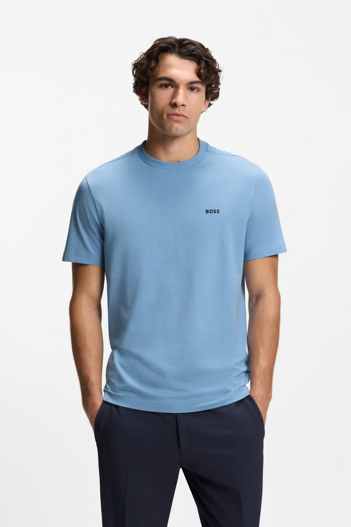 Stretch cotton T-shirt with logo