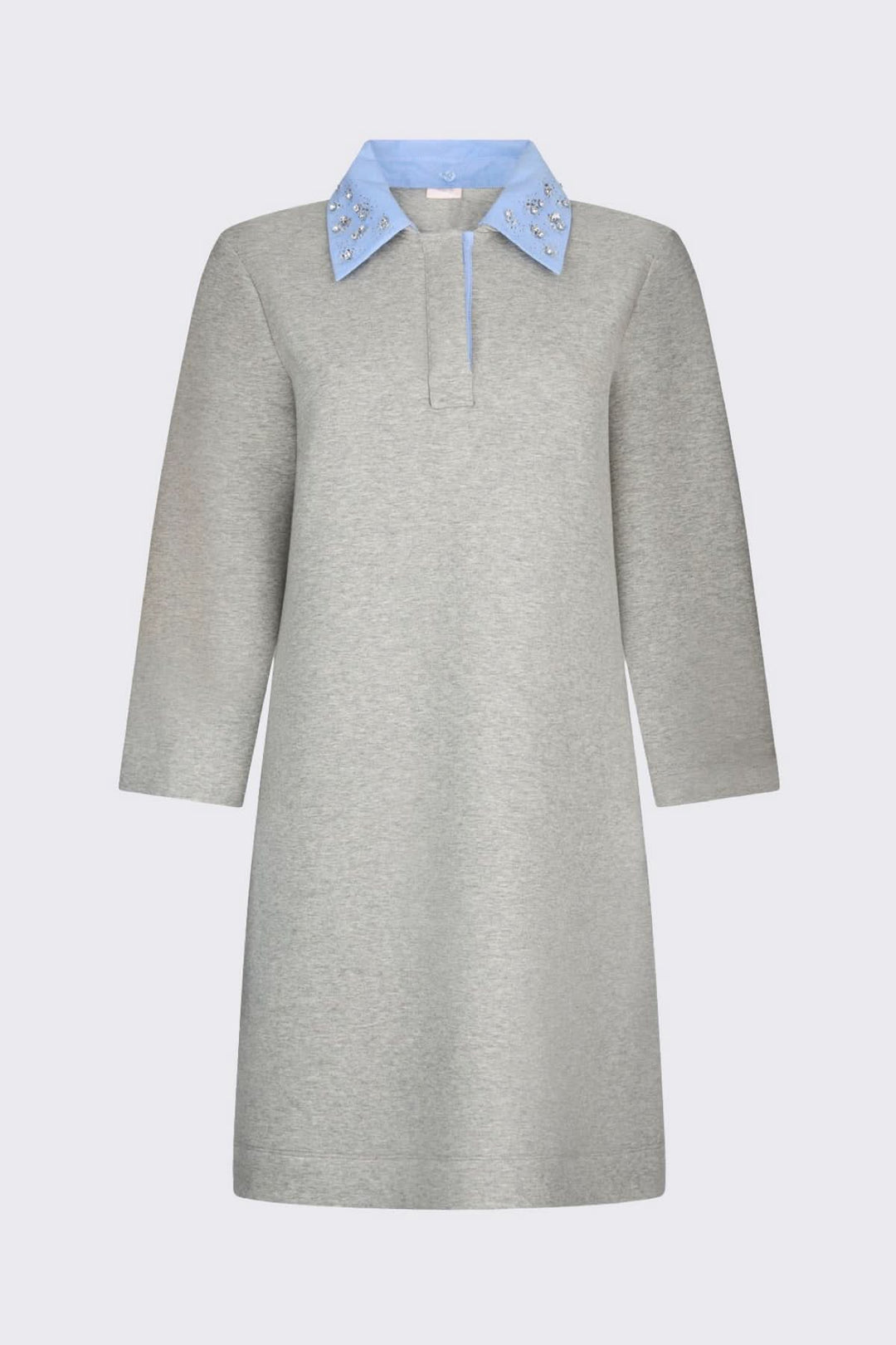 Short dress with an embellished polo neck