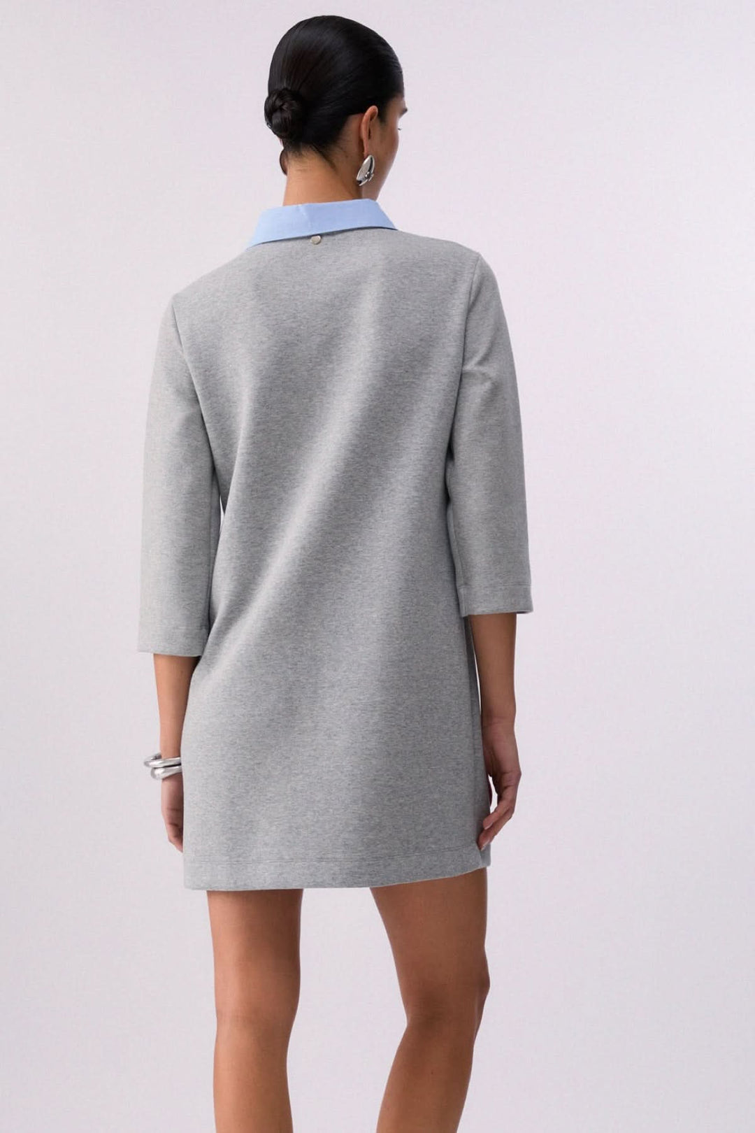 Short dress with an embellished polo neck