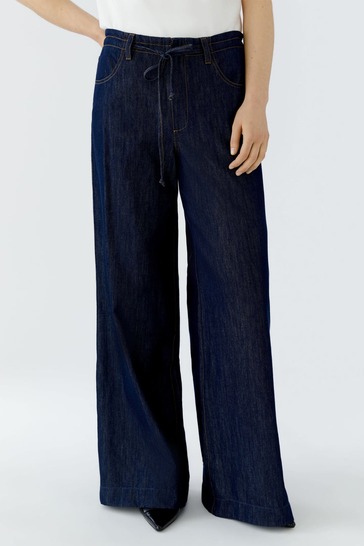 Jean à jambe large avec cordon pour femme Oui