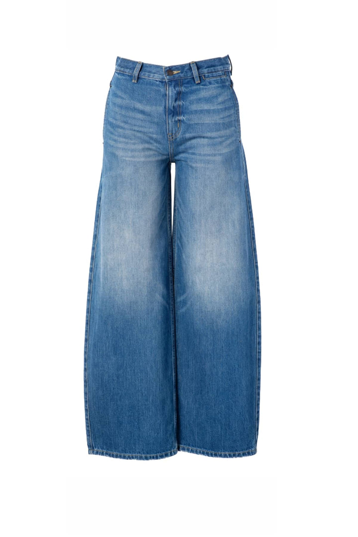 Vue de côté jean à motif ton sur ton JC SOPHIE bleu foncé pour femme - Valérie Simon