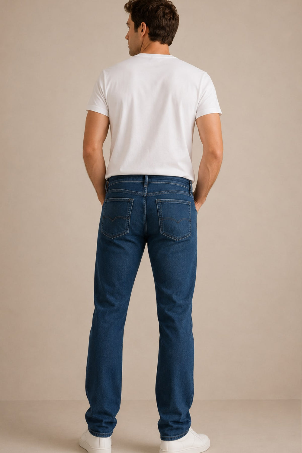 Vue de côté jean coupe droite extensible Brax pour homme noir avec surpiqûres contrastées - Valérie Simon