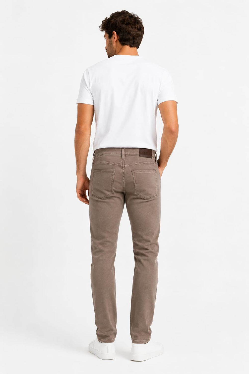 Vue latérale jean coupe moderne Paige pour homme gris avec effet délavé - Valérie Simon