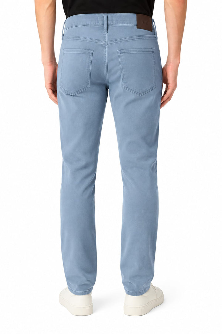 Vue de face jean Lennox extensible Paige pour homme gris avec détails coutures - Valérie Simon