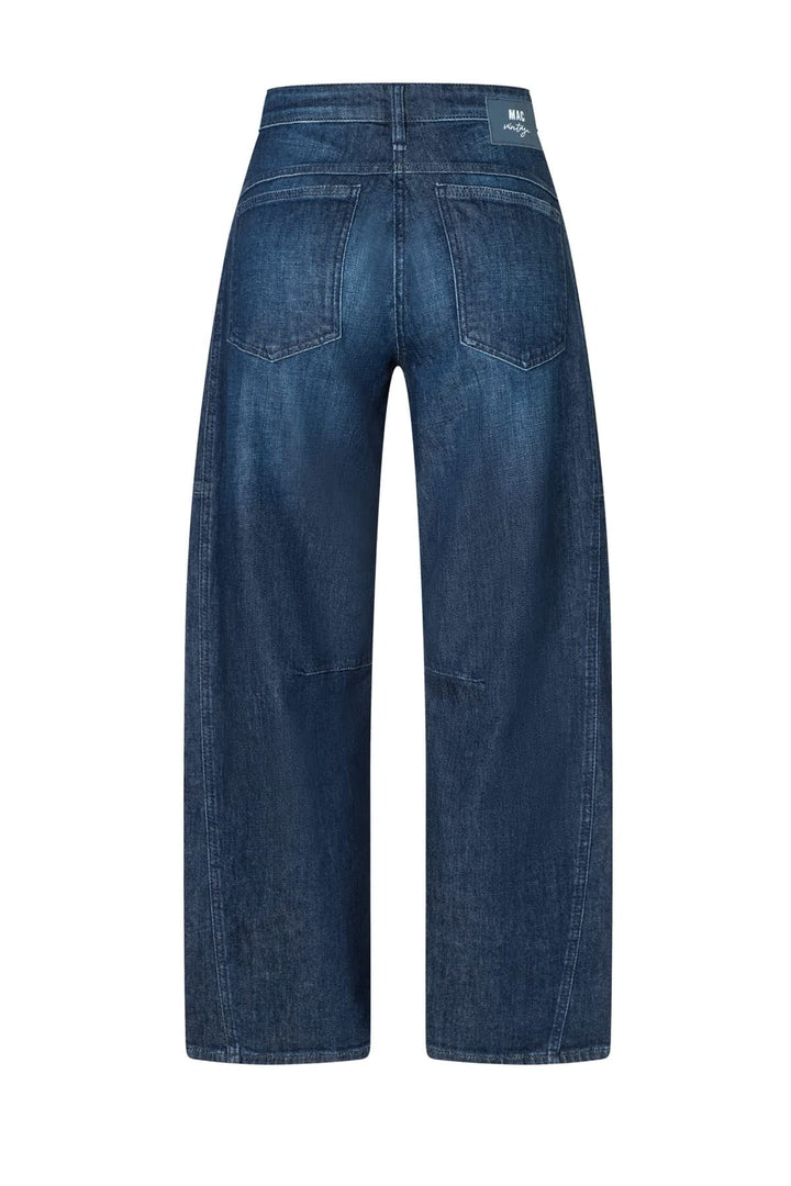 Jean Ohio à jambe large style utilitaire bleu vue de face pour femme Mac Jeans